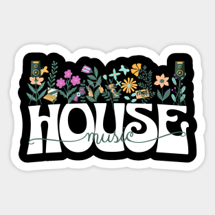 HOUSE MUSIC  - Beats In Bloom (white/green/purple) Sticker